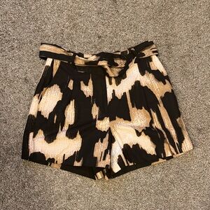 Elegant High Waist Black and Tan Women's Shorts